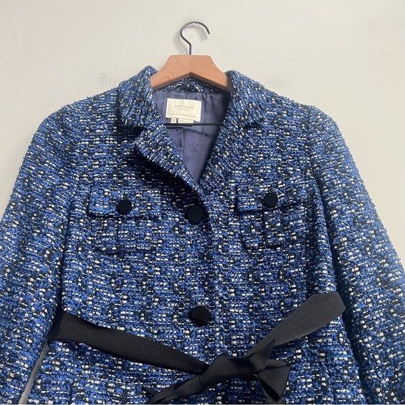 Kate Spade TAVI Jacket Rendezvous Blue Tweed Boucle Silver Lining Tinsel Tweed 4 - Picture 6 of 15